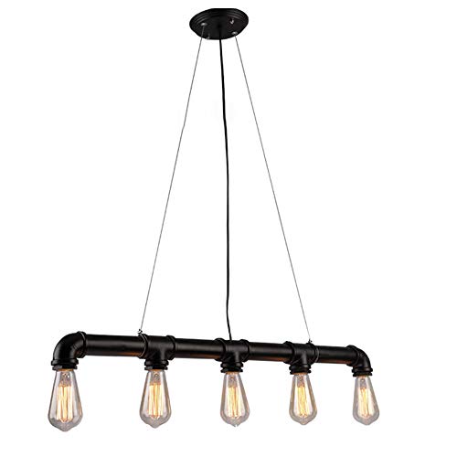 Lustre suspension industrielle 5 ampoules pour éclairer grand salon sombre