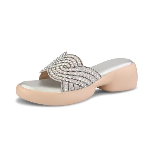 Image of Centrino Women's Sandals | Stylish Slip-On Sandals for Ladies |Elegant Slide Sandals with Butterfly Studded Embellishment Design | Lightweight and Durable Fashion Footwear (9310)
