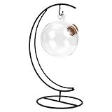 Gatuida Botella Redonda Decorativa de Paisaje Transparente con Soporte de Luna Frasco de Vidrio Vacío para Decoración y Regalo Colgante con Tapón de Madera