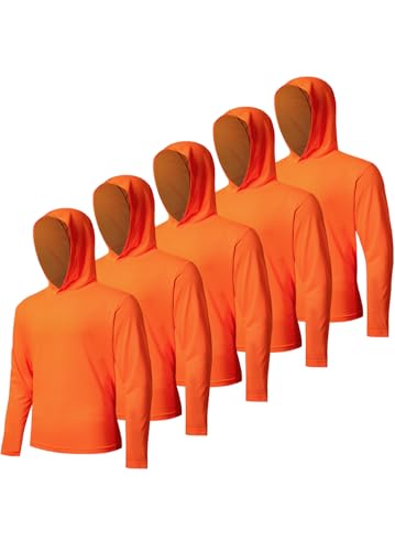 Image of 5 Pack Men's UPF 50+ Sun Protection Hoodie Shirts Long Sleeve Shirts Quick Dry Lightweight for Running Workout Hiking Fishing