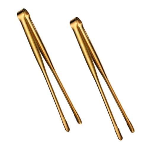 PRETYZOOM 2Pcs Thickened Stainless Steel Barbecue Tongs Japanese Food Tongs for Cooking Grilling Comfortable Grip Non Slip Design