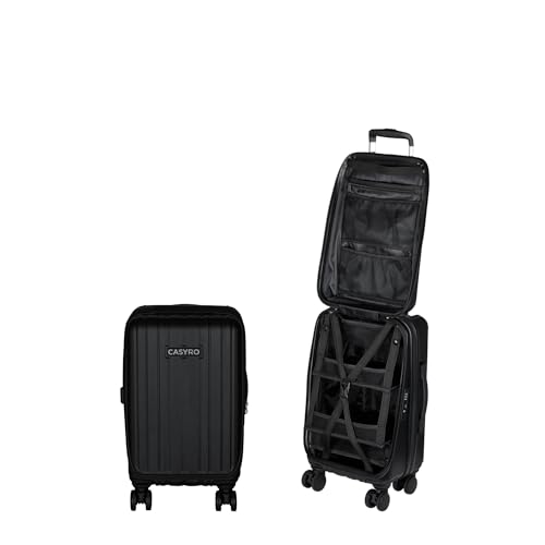 CASYRO Valise à Rabat - Bagage à Main Rigide - Valise de Voyage utilisable comme Armoire - Valise à roulettes avec 4 roulettes - 45 l - S - Noir, Noir, 55 x...