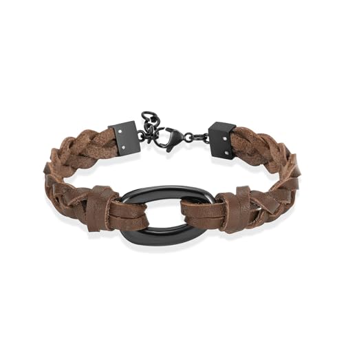Bracelets de créateur pour femme et homme en acier et cuir