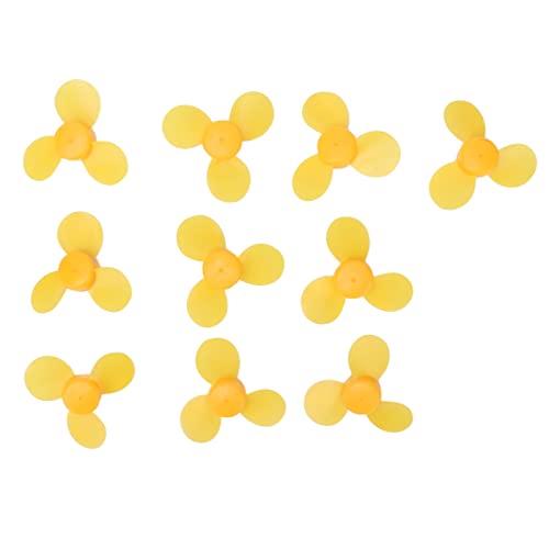 10Pcs Toy Propeller ABS Plastic 3 Blades Fan DIY Model Accessories Yellow for Mini Fans, Electric Toys, Reinforced Concrete Boats and Science and Education Toys