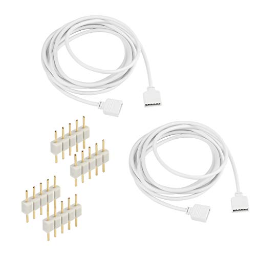 SUPERNIGHT RGBW 5Pin LED Extension Cable 2 Pack 6.5ft/2m Connector for 10 mm Wide 5050 and 3528 Indoor LED Strip Lights Extending Connection