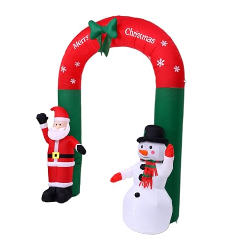 Nishiyuenyi Arco Inflable navideño de 122 Pulgadas con Luces, decoración de Papá Noel y muñeco de Nieve