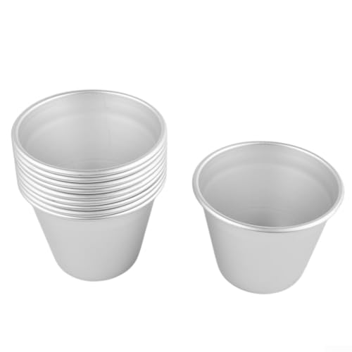 Pumixiy 10 moldes de aluminio para pudín para hornear postres individuales, pasteles, cupcakes, tartas, tartas de queso, magdalenas, brownies, panna cotta, quiche, helado, parfait