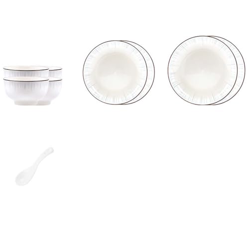 ATYUJKB Juego de Vajilla de Cerámica Minimalista, para Hogar, Set Completo con Tazones Platos Cucharas, Casa Nueva, Vajilla Moderna Elegante ATYUJKB Juego de Vajilla de Cerámica Minimalista, para Hogar, Set Completo con Tazones Platos Cucharas, Casa Nueva, Vajilla Moderna Elegante