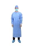 ZMDREAM 10 count Disposable Isolation Gown Waterproof with Knit Cuff & Waist Ties Fluid Resistant Blue