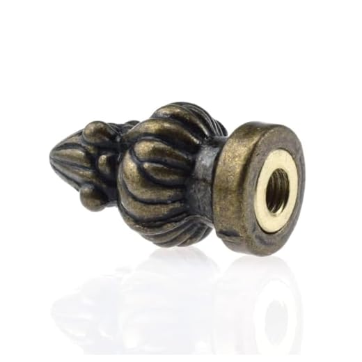 MARRTEUM Antique Brass Lamp Finial Cap Knob Retro Lamp Finial Decoration with Dual-Thread Screw for Lamp Shade, Fit Both 3/8" and 1/4-27, 1 Pack