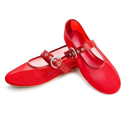 Image of Ballet Flats Mesh Shoes for Women Mary Janes Flats | Wide Feet Options, Woven Mesh Flats, Soft Cushion, Comfortable Ballerina Flats, Casual, Dress Shoes, Daily, Work, Versatile