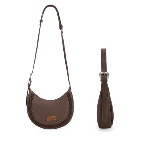 Image of Wrangler Crescent Shoulder Bag for Women Trendy Half Moon Bag Small Crossbody Purse and Handbags With Extension Strap | Trendy