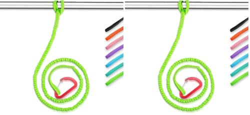 Image of OCEANBROAD Kayak Paddle Leash with D-Ring Stretchable Bungee Strap Lanyard Rope for SUP Kayaking Boating Canoeing Fishing Pole Rod 4-7 Feet Green 2 Pack