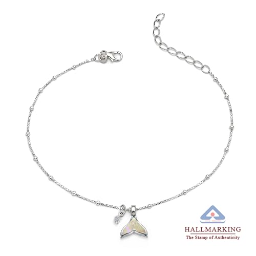 Image of TRUESILVER ACPL 925 Sterling Silver Anklets for Women | BIS Hallmarked Adjustable Chain Anklet with Charms | Beach Foot Jewelry | 1 Piece