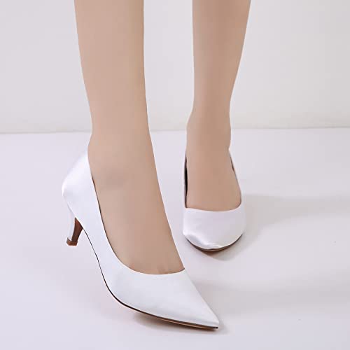 Womens Kitten Heels Pumps,Classic 2.36 Inch Mid Heel Slip on Closed Pointed Toe Pumps Office Work Dress Pumps2