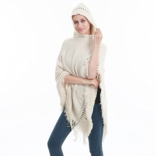 Women's Knit Cape Poncho Sweater with Fringes Pullover Shawls Wraps Capes2