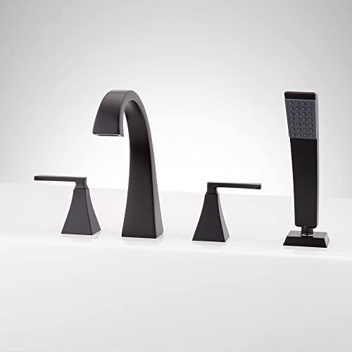 Signature Hardware 477010 Vilamonte Deck Mounted Roman Tub Filler Faucet - Includes Hand Shower - Matte Black