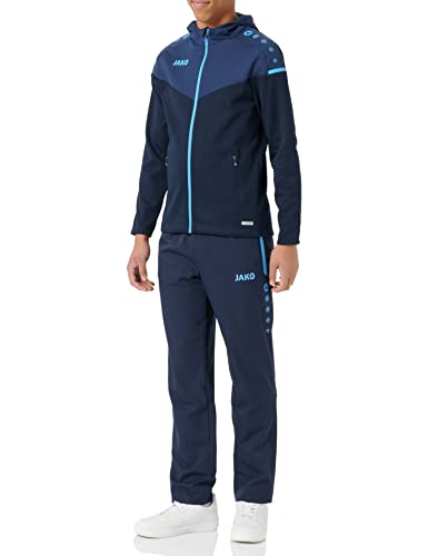 JAKO Men's Champ 2.0 Tracksuit with Hood, Navy/Dark Blue/Skyblue, S, M9620, Navy/Dark Blue/Sky Blue
