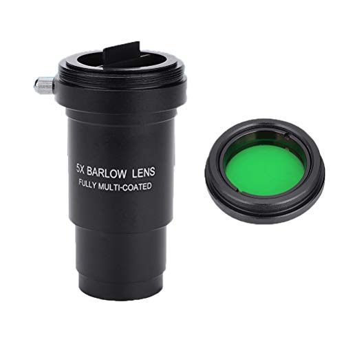 1.25 Inch Barlow Lens 5X,M42x0.75mm Thread Interface 5X Barlow Lens and Moon Filter,Suitable for 31.7mm Telescopes Eyepiece,Multi Coated Optical Lens Offers a Observation
