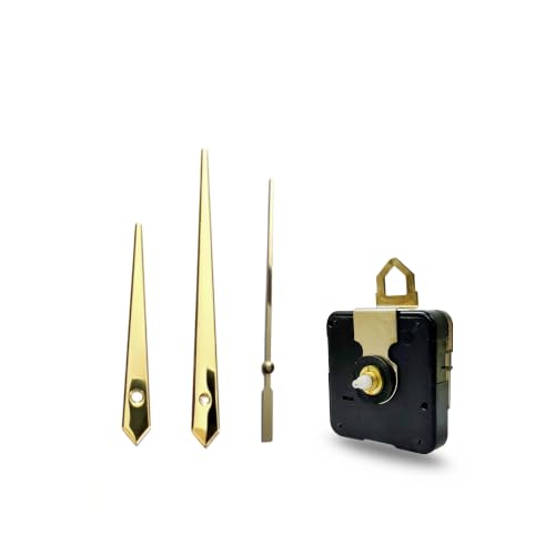 Image of 12mm Sweep Silent Movement Machine with Glossy Hands, Battery Operated Clock Movement and Needles, Quartz Wall Clock Machine with Hands (Gold Plain Pati)