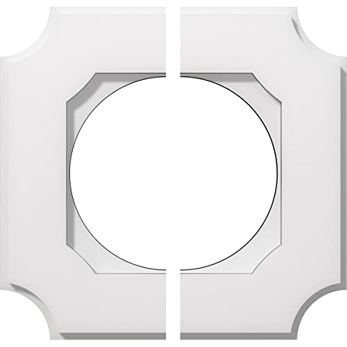 Image of Ekena Millwork CMP12LE2-07000 Locke Architectural Grade PVC Contemporary, Two Piece Urethane Ceiling Medallions 12 inchOD x 7 inchID x 7 inchC x 1 inchP