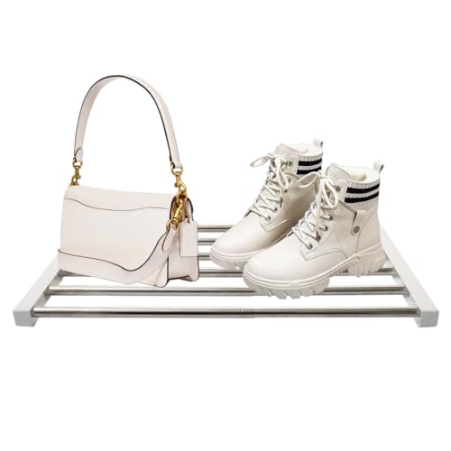 Hershii Adjustable Closet Shelf Wardrobe Rail Metal Hanging Rod Storage Rack Extendable Clothes Divider Separator Organizer for Cabinet Cupboard Kitchen Bathroom, (13.77''-23.62'') X 14.17''