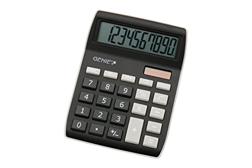 Genie 840 B – Calculadora de 10 dígitos (Dual Power (Solar y batería), diseño compacto), color Negro