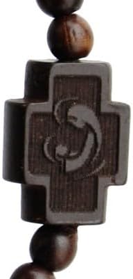 Sine Cera Dark Jujube Wood 1 Decade Catholic Rosary Bracelet, Hex Cut 10mm Beads - Image 3
