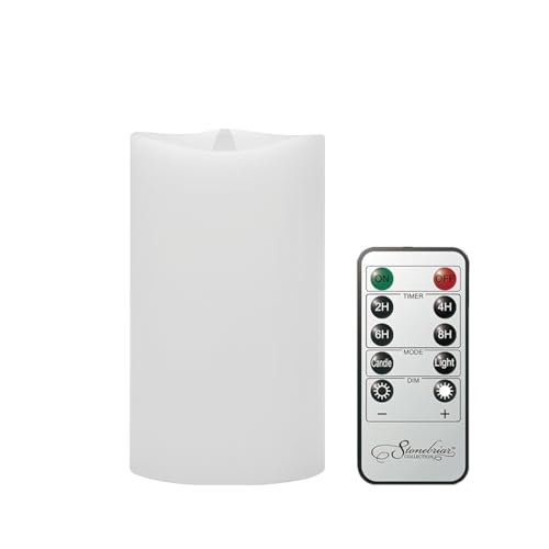 Image of Stonebriar 6 Count White Real Wax 3x6 Flameless LED Pillar Candles with Remote and Timer