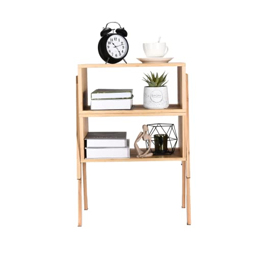 Vdomus Bamboo Stackable Nightstand Set Of 2 - Natural Wood Matching Side Table - Wooden Bedside Tables With Open Storage Compartment - Minimalist Low End Table Furniture For Living Room Or Bedroom #TOP6