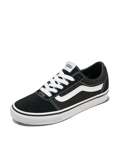 Womens Vans Size 4, Ward Sneaker Black & White Suede Canvas Lace Up Shoes, Low Top Ladies' Trainers, Lightweight Sports Shoes by Vans Active Wear Range (4 UK)