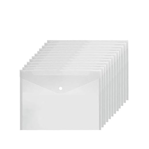 Carpeta A4 Transparente 20 Unidades Carpetas Plastico Dossieres Transparentes Carpeta Sobre con Botón para Almacenamiento de Documentos