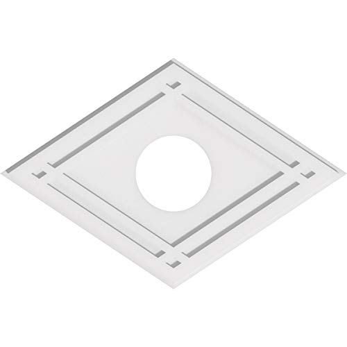 Image of Ekena Millwork CMP32X21DD-07000 Diamond Architectural Grade PVC Contemporary Urethane Ceiling Medallions 32 inchW x 21 3 /8 inchH x 7 inchID x 11 1 /4 inchC x 1 inchP