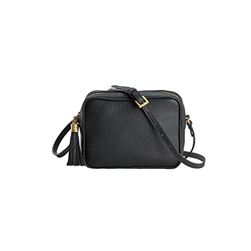 GiGi New York Handcrafted Womens Black Pebble Grain Leather Madison