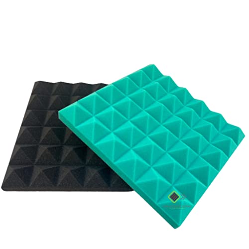 YGM Acoustic Foams® Pyramid Acoustic (Set of 12), 50 Density Foam Panels,12" X 12" X 2 Inches, Premium Grade Soundproofing Studio Noise, Echo Reduction and Absorption (6 Green + 6 Black) - Image 4