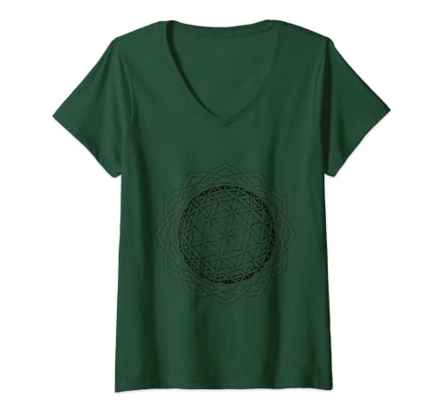 Damen Mandala Life Art T-Shirt mit Blume des Lebens T-Shirt mit V-Ausschnitt Cover