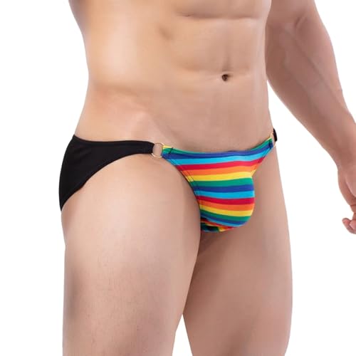 Men Colorful Bikini Swimwear Briefs Cotton Striped Gay Thong Clothing Designer Jockstraps Large Size Beach Outfits