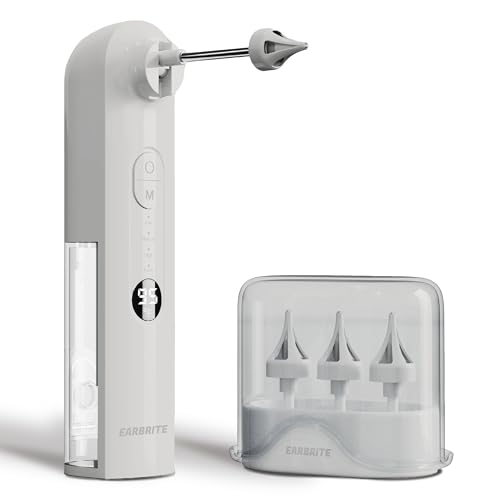 Water Powered Ear Cleaner - Ear Wax Removal Tool - Earwax Washer Lavage Kit - Safe & Effective Inner Ear Flusher Irrigation System - Electric Triple Jet Stream with 4 Pressure Settings (White)