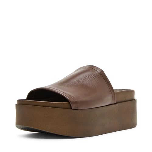 Image of Steve Madden Women's Arwen Wedge Sandal, Brown Leather, 6 UK