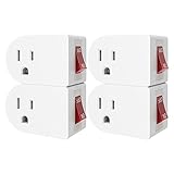 Oviitech Grounded Outlet Wall Tap Adapter with Red Indicator On/Off Power Switch (4Pack)