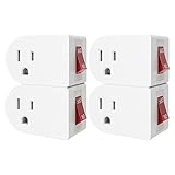 Oviitech 4 Pack Grounded Outlet Wall Tap Adapter with On/Off Power Switch，Single Outlet with...