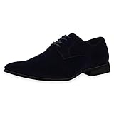  SCARPE VITA Herren Business Schuhe Klassische Schnürer Lederoptik Blockabsatz Schnürschuhe Elegante Arbeitsschuhe 196583 Dunkelblau Velours 41