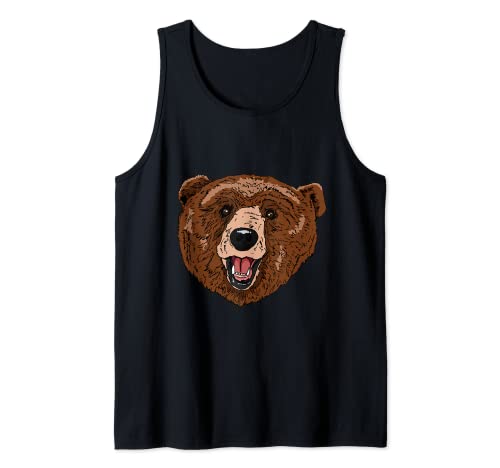 Smile friendly brown Bear Head for Bears Lovers Tank Top, Black