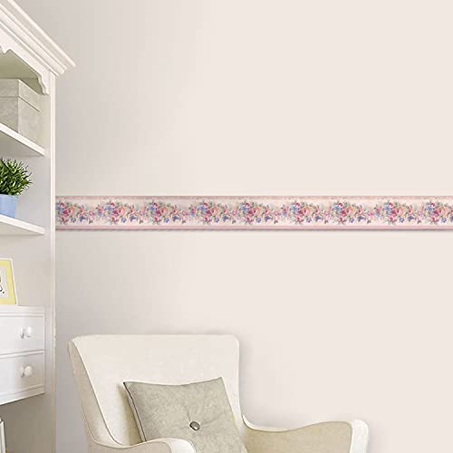 Concord Wallcoverings Wallpaper Border Floral Pattern Roses Butterflies For Bedroom Living Room, Beige Pink Blue, 15 Feet By 7 Inches 29427 #TOP2