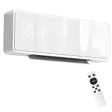HOMCOM Termoventilatore da Parete 2000W, Stufa Elettrica Ceramica 3 Modalità con Ventilatore, Termostato, Timer Settimanale, Rilevazione Finestra Aperta, Telecomando, Oscillazione, Pannello in Vetro