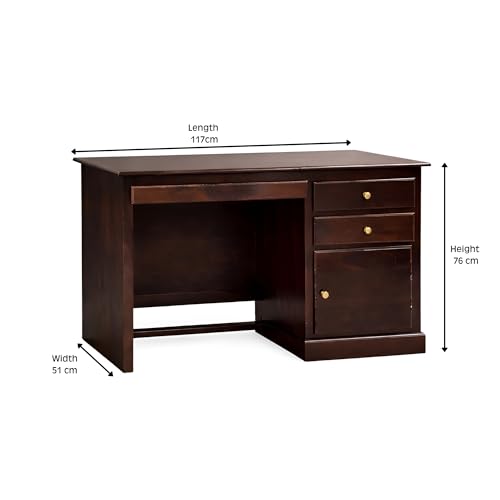 Image of SONA ART & CRAFTS Carmel Lite Solid Sheesham Wooden Study Table for Students Desk with 2 Drawers & 1 Cabinets Study Desk Table Office Table for Work from Home Writing Office (Walnut Finish)
