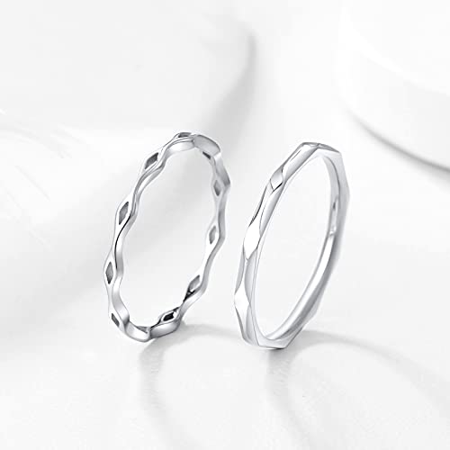 KAZITSAN 2pc 2mm Stainless Steel Rings for Women Girls Fashion Wedding Plain Band Knuckle Stacking Midi Rings Silver/Rose Gold Wedding Band Comfort Fit3