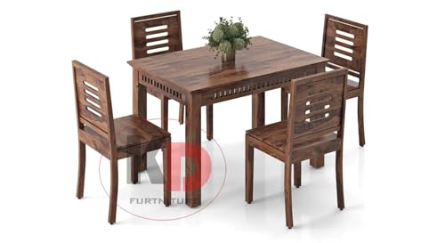 Image of Dining Table Set, Wood 4 Seater Dining Table with Chair, Dining Room Furniture, Wooden 4 Seater Dining Table, Modern and Unqiue Dining Table For Living Room (4 Seater Dining Table) Natural Finishs