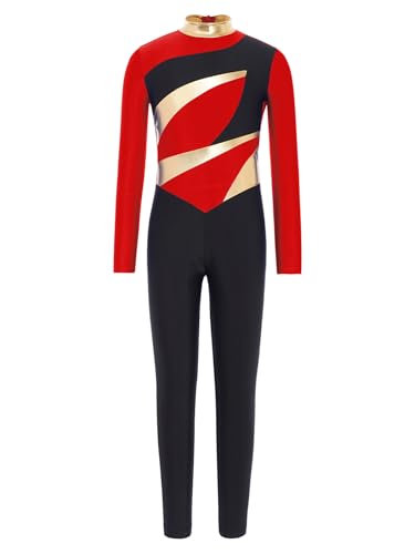Miutii Turnanzug Jungen Mädchen Langarm Gymnastikanzug Metallic Ballettanzug Kinder Ganzkörper Trikot Sport Overall Jumpsuit Rot 158-164 Miutii Turnanzug Jungen Mädchen Langarm Gymnastikanzug Metallic Ballettanzug Kinder Ganzkörper Trikot Sport Overall Jumpsuit Rot 158-164