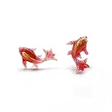 10x15mm Tiny Koi Fish Stud Earrings with Titanium or Stainless Steel Studs for Sensitive Ears - 7 Colors Available - Good Luck Gift